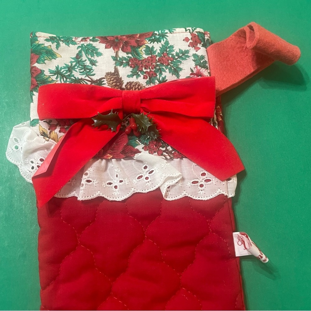 Vintage Annalee 1994 Christmas Stocking Mouse Red Quilted Holidays. Pre-owned. - Picture 6 of 10